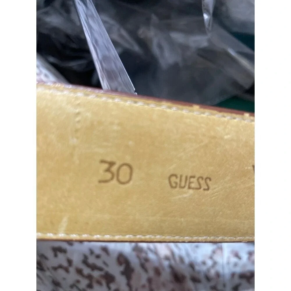 Vintage Guess Georges Marciano Brown Lizard Embossed Leather Western Belt 30 USA